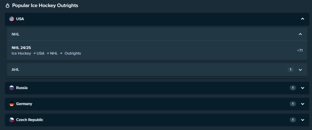 Ice Hockey Odds